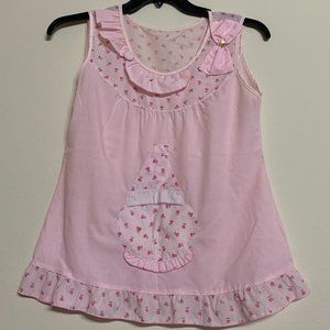 CUTE PINK PLAIN AND FLORAL PATTERN TOP